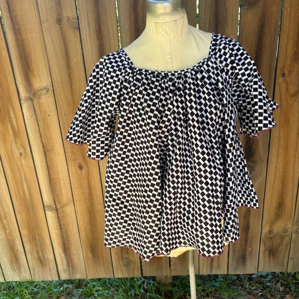 AFRICAN COTTON Trapeze TOP S